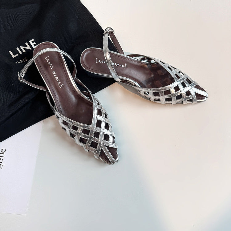 Karin Luna Braided Style ~Cross-woven Pointed Toe Closed-toe Sandals