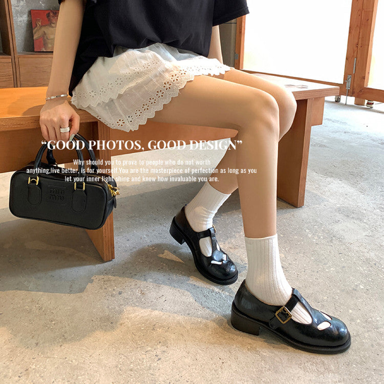 Karin Luna In Stock Spot Goods Minimalist Retro British Style Irregular Hollow Single Shoes