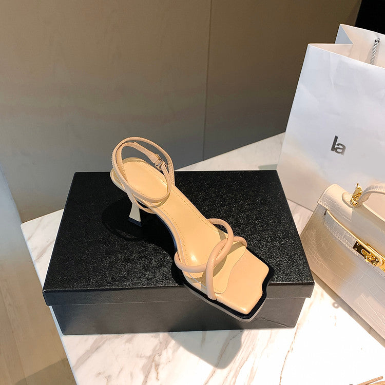 Karin Luna Classic Style  In stock  Basic Versatile Cross Strap High Heel Sandals