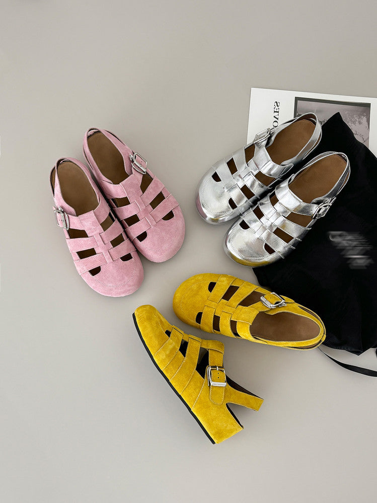 Karin Luna Full Layer Inside and Out~Basic Versatile Perforated Round Toe Birkenstock Shoes