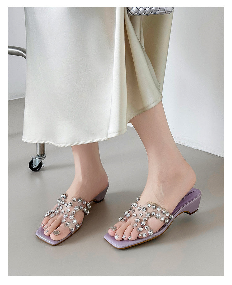 Karin Luna In Stock Spot Goods Classic versatile transparent sequin slippers