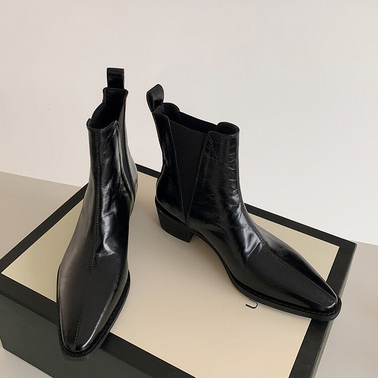 Karin Luna In Stock In stock   Classic first-layer cowhide Chelsea elastic ankle boots