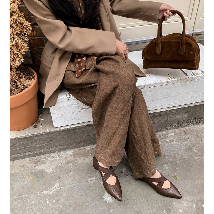 Karin Luna In Stock  Spot Goods  a Large Number of Spot Goods Pointed Toe Cross Strap Hidden Wedge Shoes