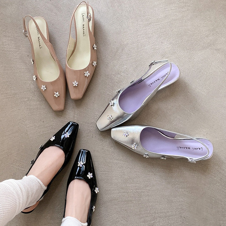 Karin Luna In Stock  Spot Goods  Rhinestone Small Square Toe Closed-Toe Sandals