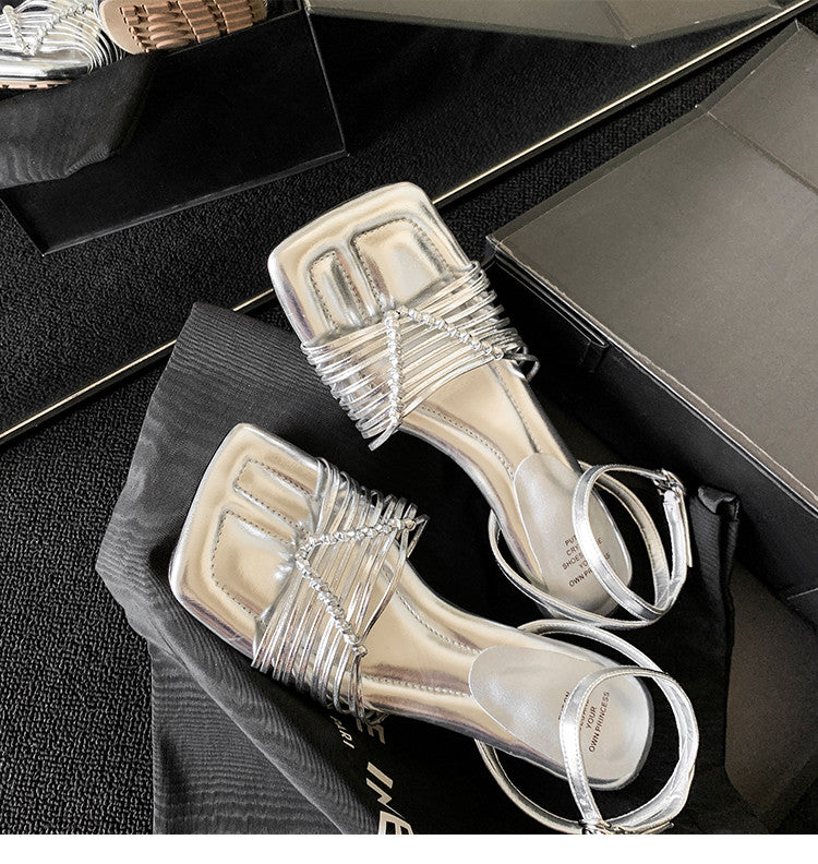Karin Luna Data Hot Item  Comes with data plan included Hand-woven Square Toe Sofa Insoles Irregular Heel Sandals
