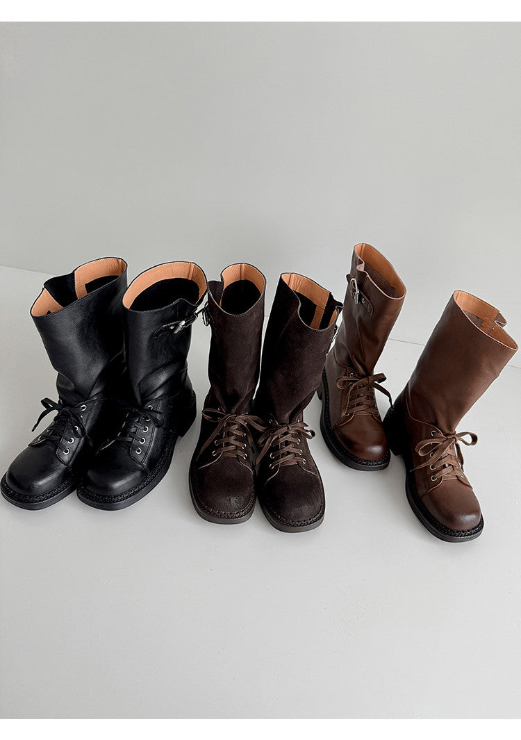 Karin Luna Bestseller Large Tube Thick Sole Martin Boots with Belt Buckle