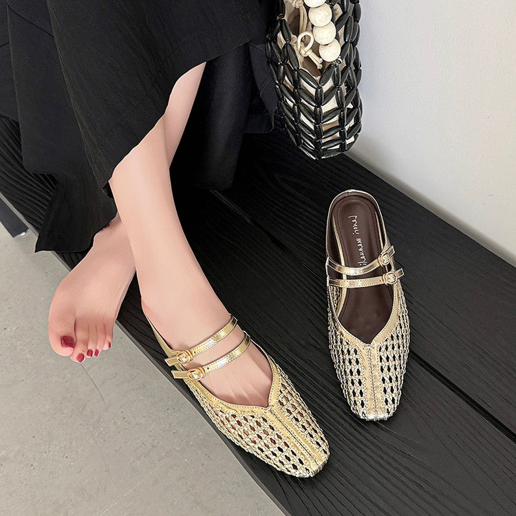 Karin Luna In Stock Spot Goods Hollow Woven One-Strap Closed-Toe Slippers