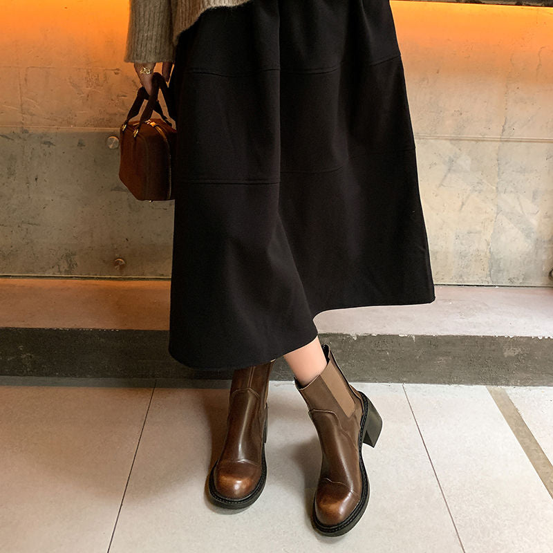 Karin Luna In Stock Spot Goods  Round Toe Stretch Round Toe Chelsea Short Boots