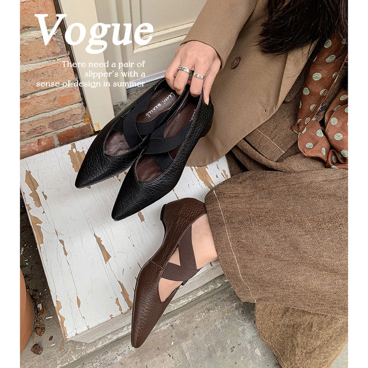 Karin Luna In Stock  Spot Goods  a Large Number of Spot Goods Pointed Toe Cross Strap Hidden Wedge Shoes