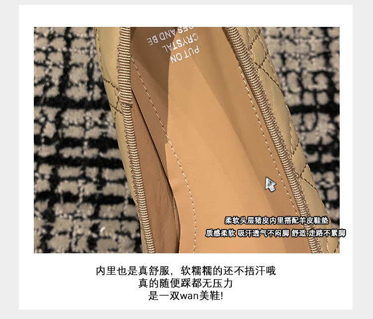Karin Luna In Stock Spot Goods  Dior's popular retro flat rhombus-pattern granny shoes First Layer Sheepskin Full leather inside and out