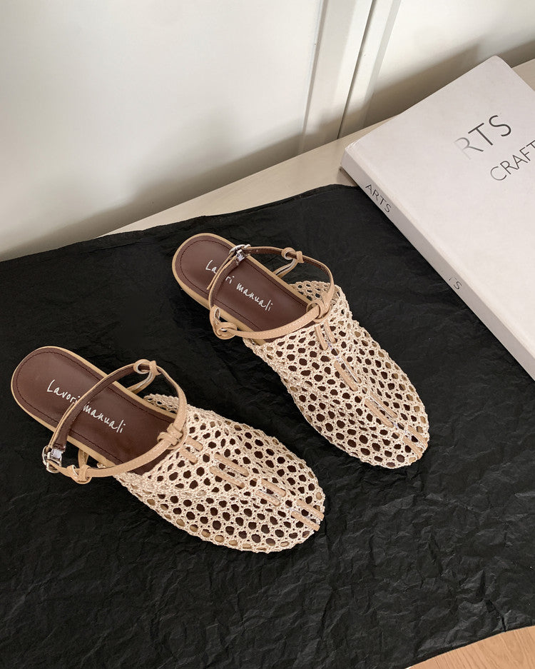 Karin Luna In Stock Spot Goods  Resort Style Series~Casual woven closed-toe flat sandals