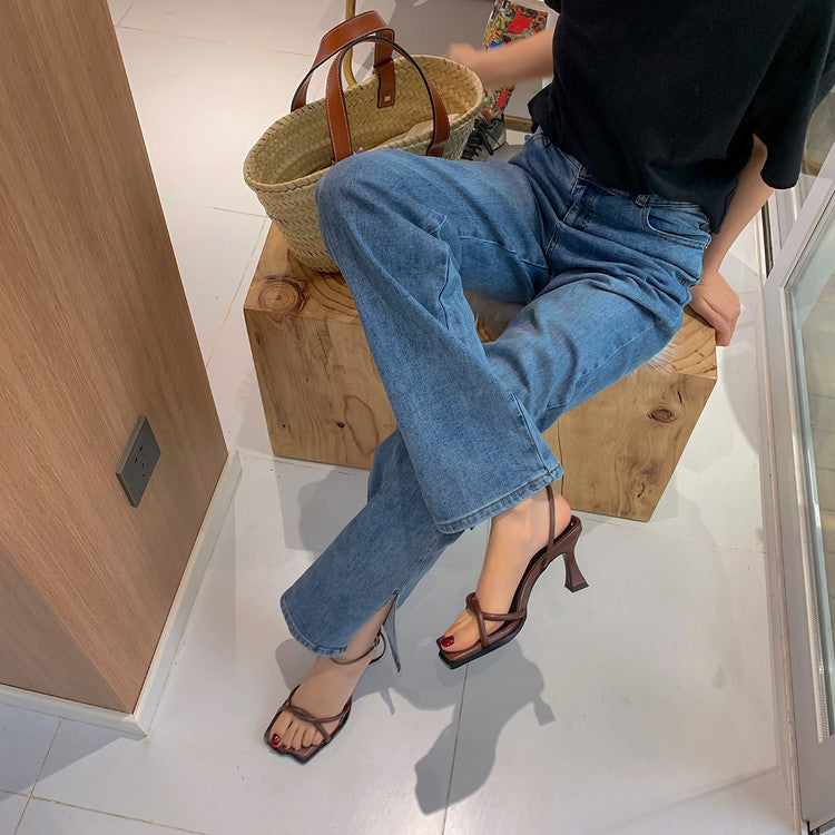 Karin Luna Classic Style  In stock  Basic Versatile Cross Strap High Heel Sandals