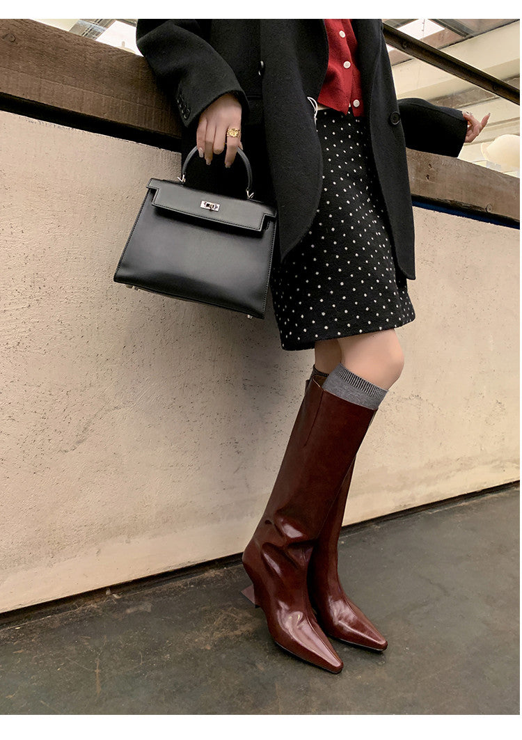 Karin Luna European and American Style Unisex Square-Toed Long Boots