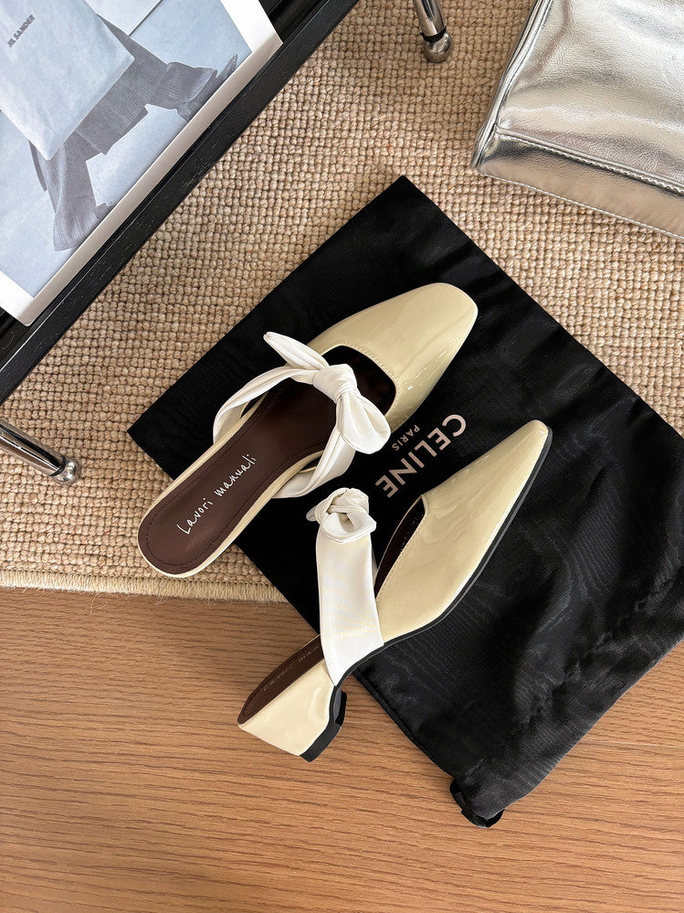 Karin Luna In Stock In Stock  Fluffy feel Bowknot Closed-Toe Slippers
