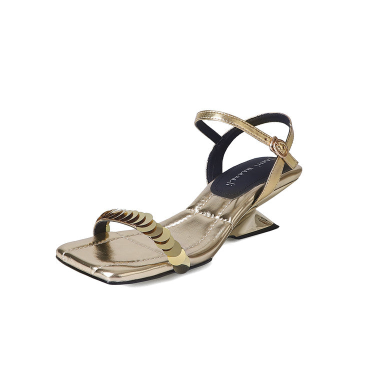 Karin Luna In Stock Spot Goods   Sequin One-Strap Irregular Heel Sofa Insole Sandals