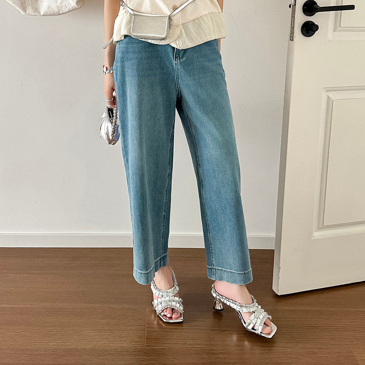Karin Luna In Stock  Spot Goods  Unique Square-Toe Pleated Lace Sandals