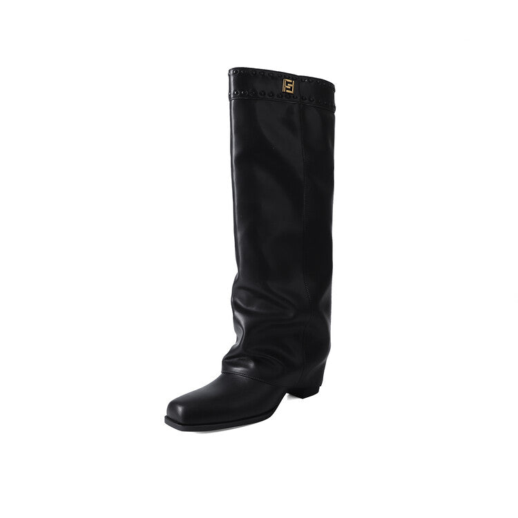 Karin Luna cool girl Stylish and Sweet Square-Toe Booties