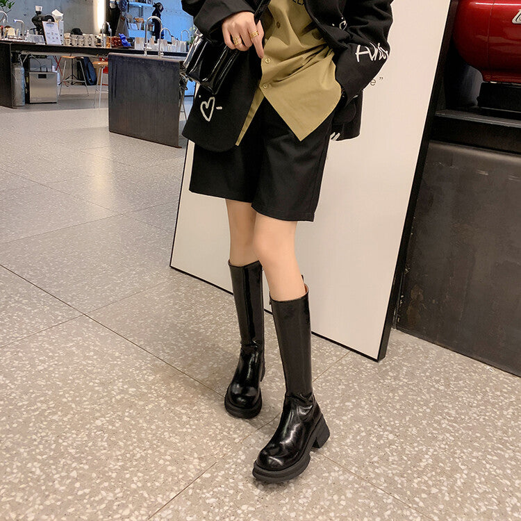 Karin Luna In Stock Spot Goods  Always in stock  Classic Basic Style Round Toe Thick Sole Knight Boots