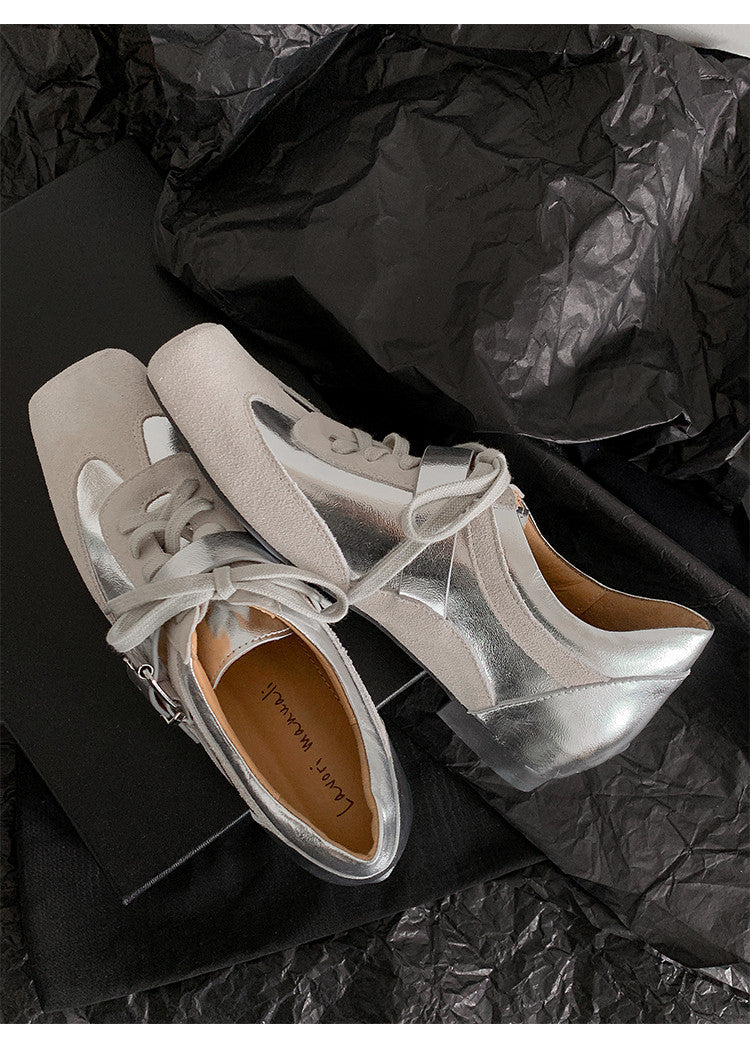 Karin Luna In Stock Spot Goods  Designed retro square-toe ballet shoes with laces