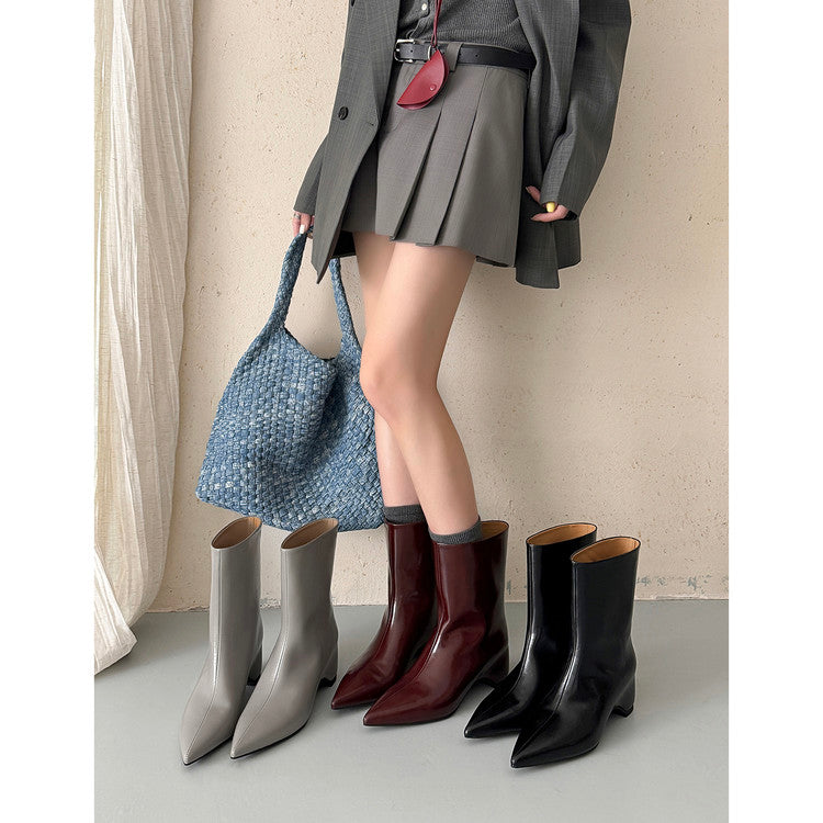 Karin Luna Elegant Pointed Toe Hidden Wedge Short Boots
