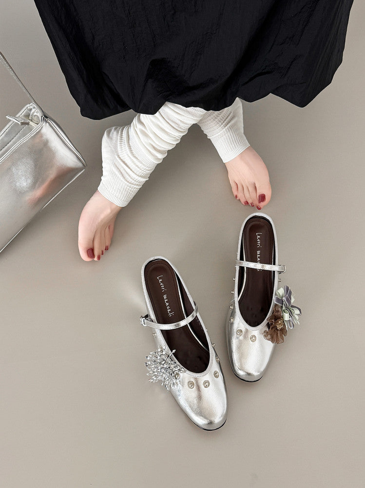 Karin Luna In Stock Spot Goods  Full-grain leather inside and out  Ultra Exquisite Round Toe Hidden Heel Closed-Toe Slippers