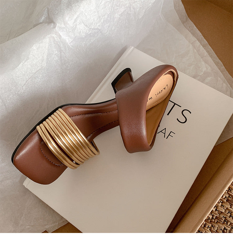 Karin Luna In Stock In Stock Minimalist Style Square-Toed Elegant Slippers
