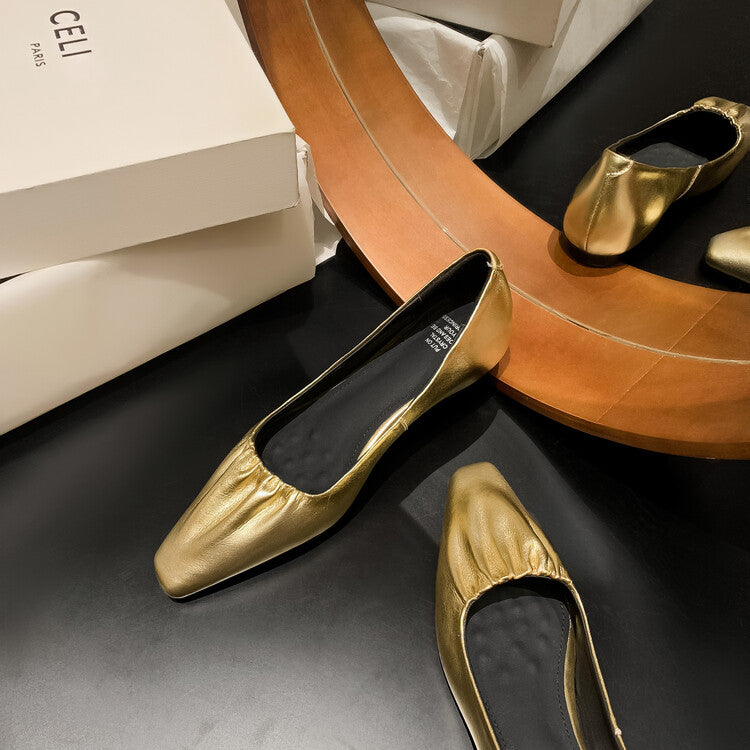 Karin Luna fell in love at first sight~ Spot Goods  Spot Goods Vintage Wrinkled Hollow Soft Sheepskin Elegant Versatile Single Shoes