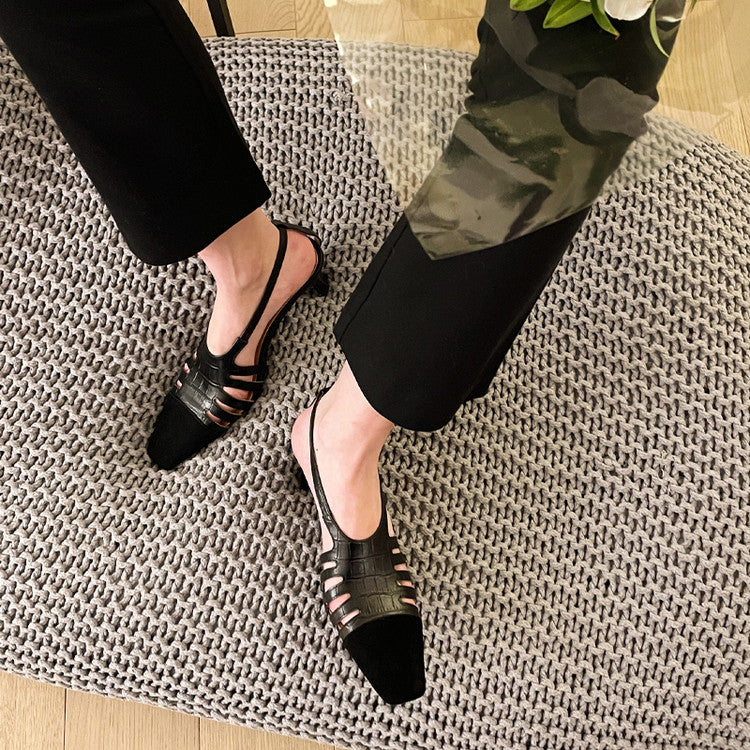 Karin Luna In Stock Spot Goods   French Retro Small Square Toe Closed-Toe Elegant Closed-Toe Sandals