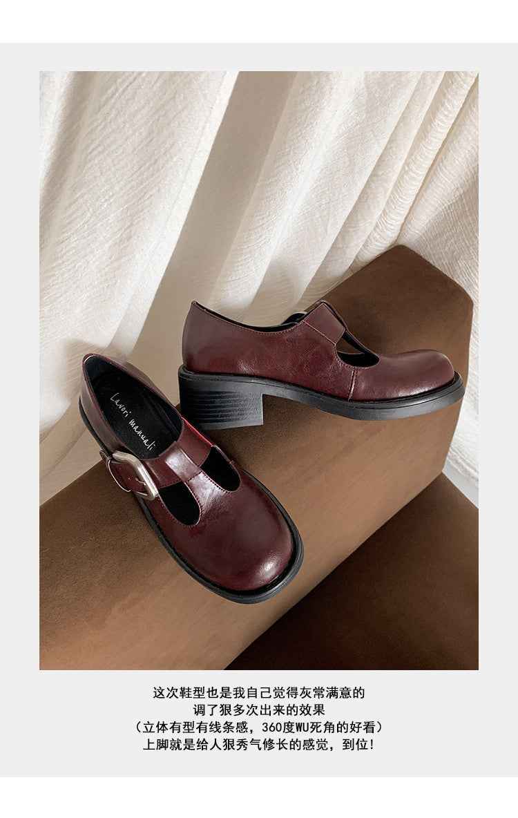 Karin Luna In Stock Spot Goods round Head t Round Toe British Style Single Shoes