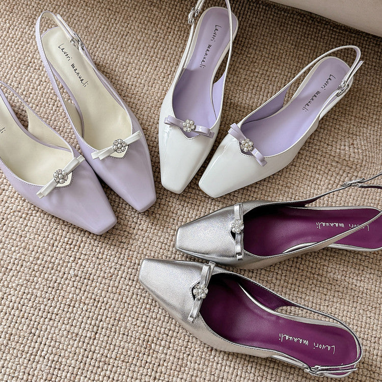 Karin Luna In Stock In Stock Sweet Bowknot Small Square Toe Chunky Heel Closed-toe Elegant Retro Sandals