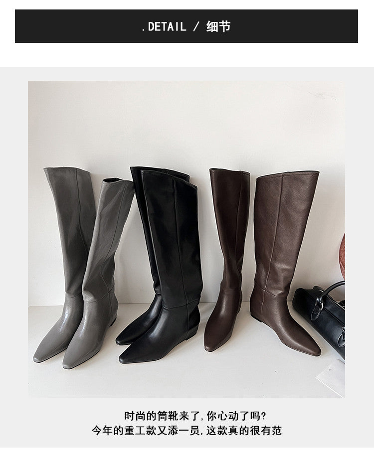 Karin Luna Elegant Style Slanted Inner Height-Increasing Long Boots
