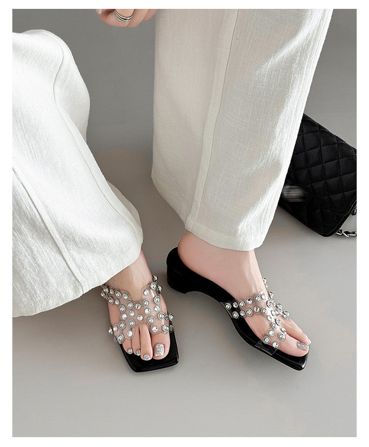 Karin Luna In Stock Spot Goods Classic versatile transparent sequin slippers