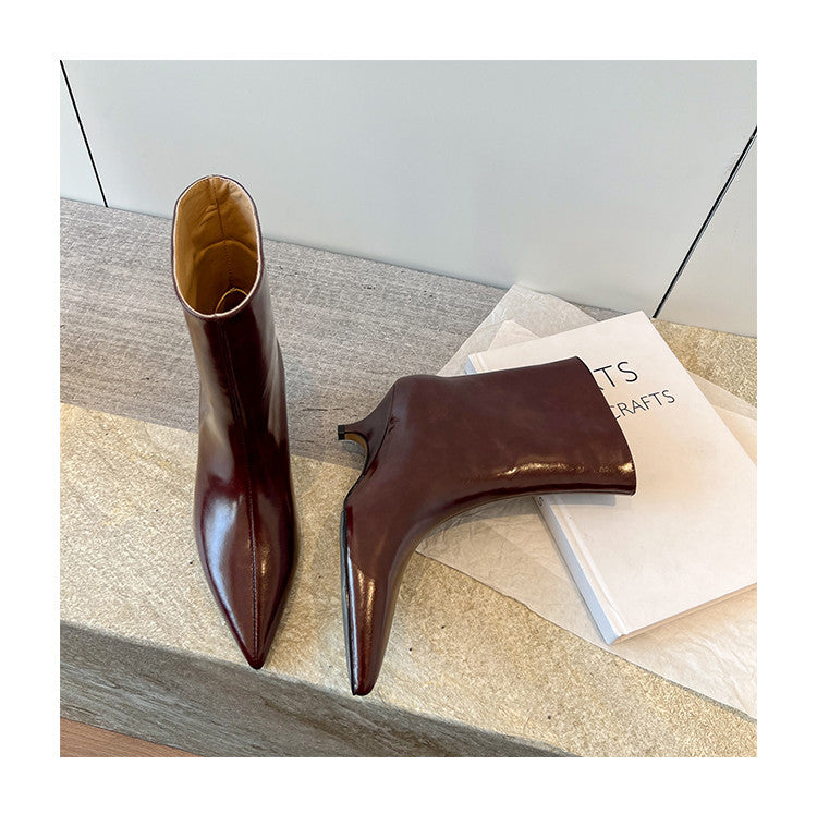 Karin Luna In Stock Spot Goods Minimalist Tube Kitten Heel Short Boots
