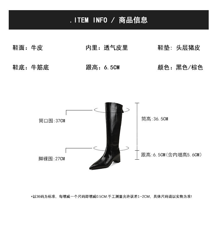Karin Luna Elegant Style Pointed Toe Internal Height Increase Long Boots