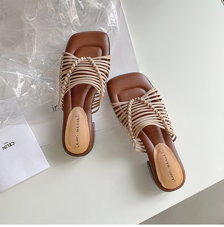 Karin Luna In Stock Spot Goods  Resort Style Handwoven Flat Sole Slippers