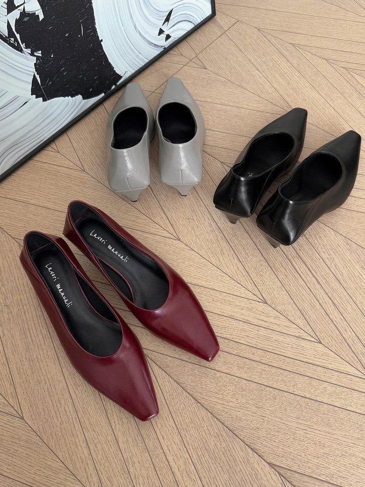 Karin Luna In Stock In Stock ~Basic Versatile French Style Small Square Toe Shallow Mouth Single Shoes