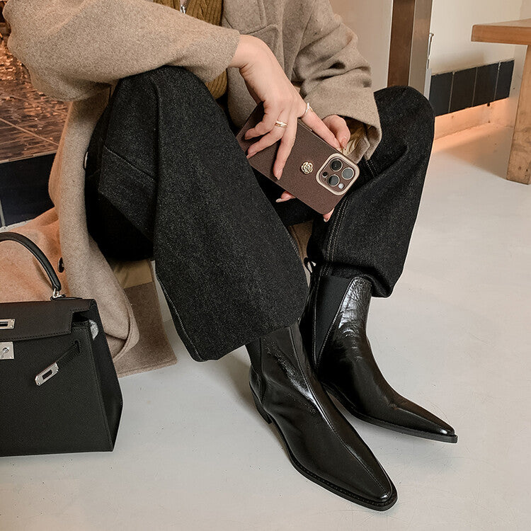 Karin Luna In Stock In stock   Classic first-layer cowhide Chelsea elastic ankle boots
