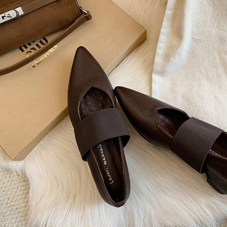 Karin Luna  Popular Pointed Toe Hidden Heel Strap Single Shoes