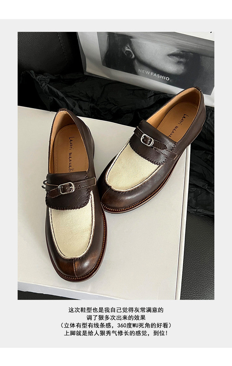 Karin Luna Casual Shoes Series~  In stock Classic color-blocking British style deep-mouth single shoes