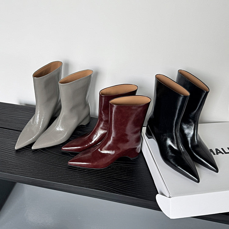 Karin Luna Elegant Pointed Toe Hidden Wedge Short Boots
