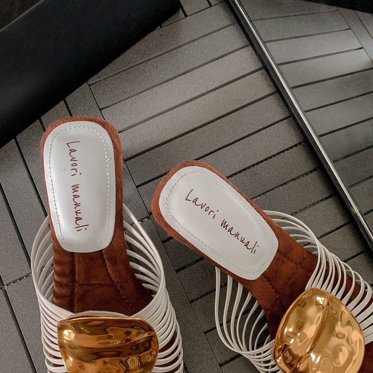 Karin Luna Bestseller Popular New Image  Comes with data plan included Resort Style Irregular Heel Thin Strap Slippers