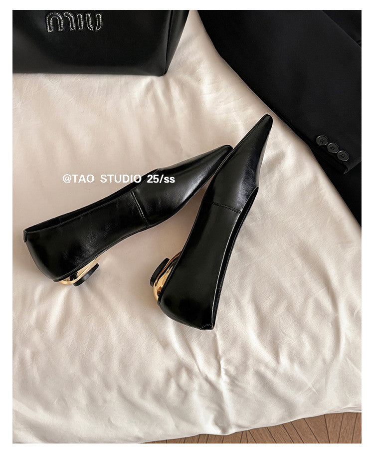 Karin Luna In Stock Spot Goods Classic three-color pointed toe metal heel shoes