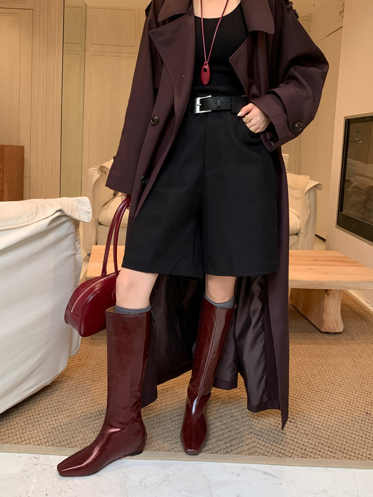 Karin Luna Minimalist Style Square-Toe Hidden Heel Long Boots