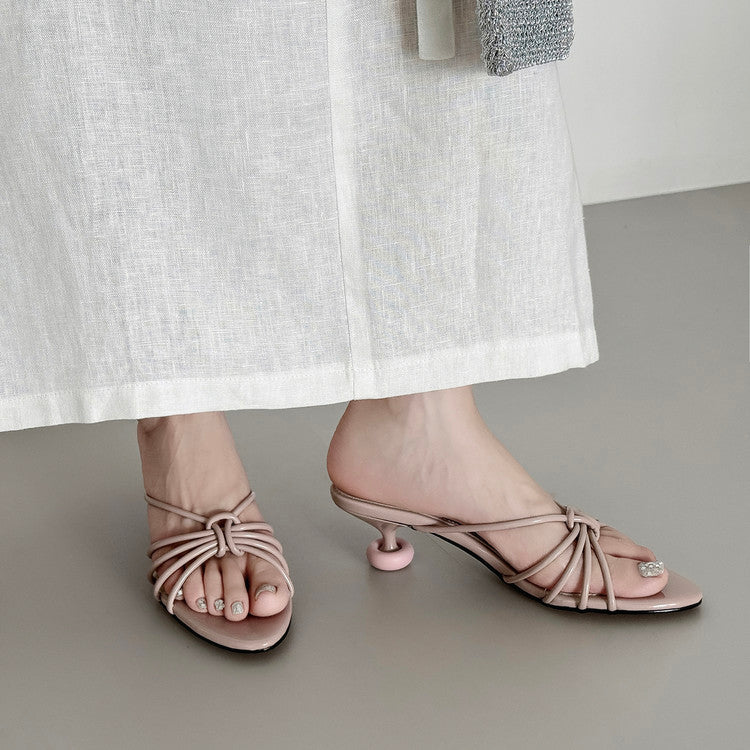 Karin Luna In Stock In Stock  In Stock Round Toe Cross Hollow Round Toe Stiletto Slippers