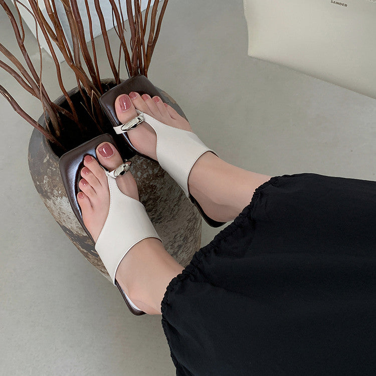 Karin Luna In Stock  Spot Goods   Casual Style Square Toe Slip-On Super Comfortable Slippers