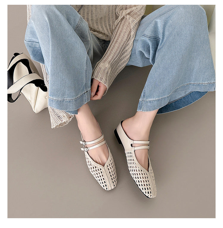 Karin Luna In Stock Spot Goods Hollow Woven One-Strap Closed-Toe Slippers