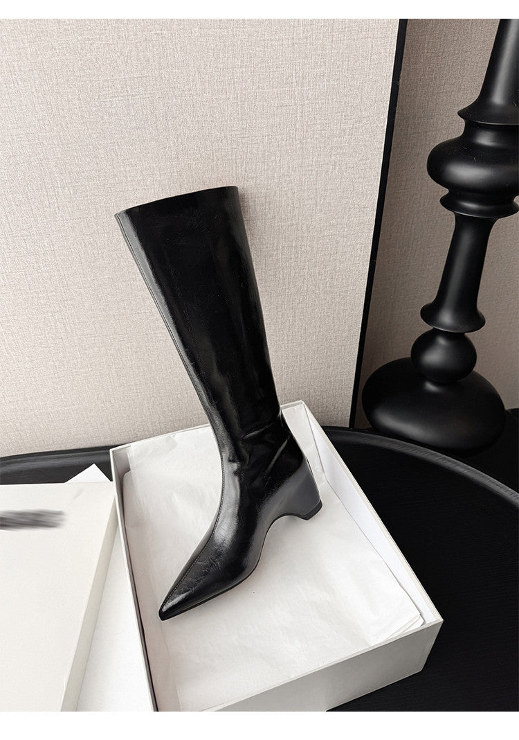 Karin Luna Elegant Style Pointed Toe Internal Height Increase Long Boots