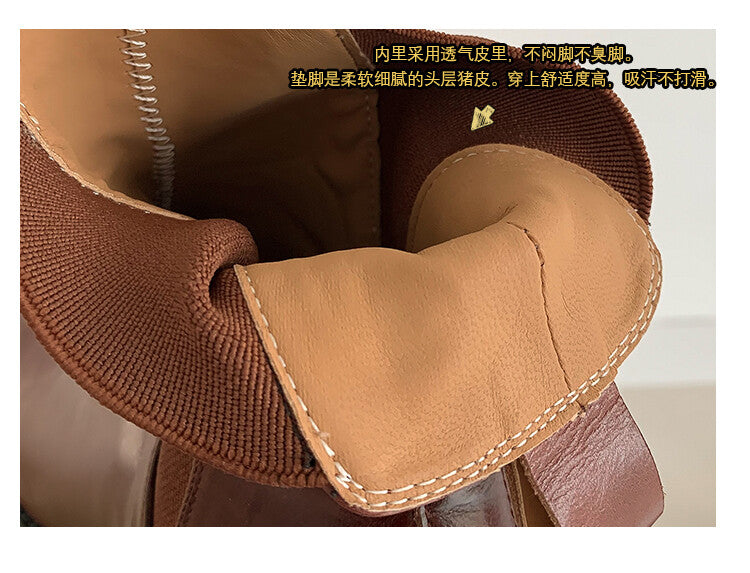 Karin Luna In Stock In stock   Classic first-layer cowhide Chelsea elastic ankle boots