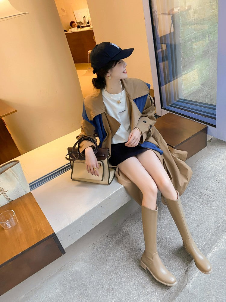Karin Luna Internet Celebrity Photo  Best-selling in stock Full Leather Basic Long Boots  Winter Essential Combat Boots