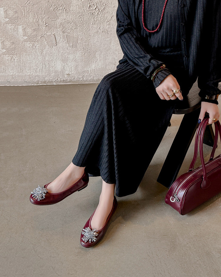 Karin Luna Full Leather Inside and Out~Gorgeous Fireworks Flat Granny Shoes